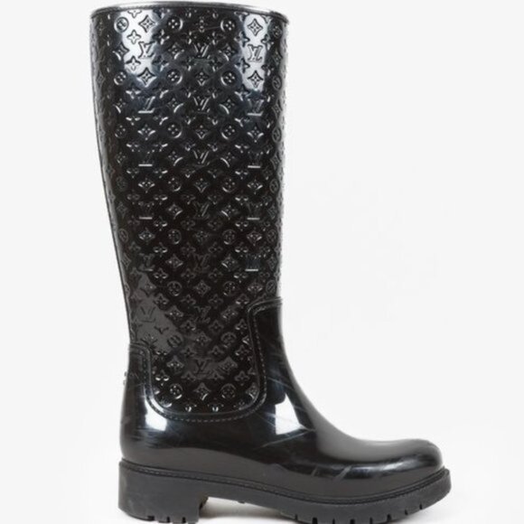 Louis Vuitton Black Monogram Splash High Rain Boots - Picture 1 of 10